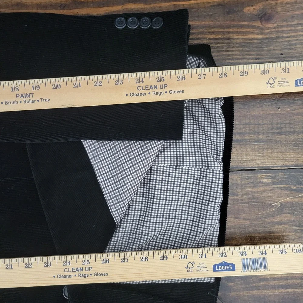 Saddlebred Men's Sport Coat Blazer‎ Two Button Black Corduroy Cotton Size 48L
